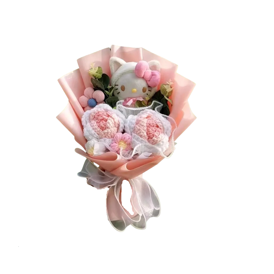 35cm Cartoon Sanrio Hello Kitty With Flower Plush Bouquet 35cm Cartoon Sanrio Hello Kitty With Flower Plush Bouquet