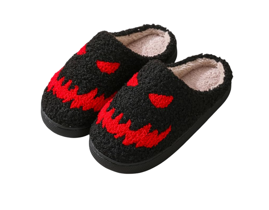 Halloween Ghost Black Soft Plush Slippers Halloween Ghost Black Soft Plush Slippers