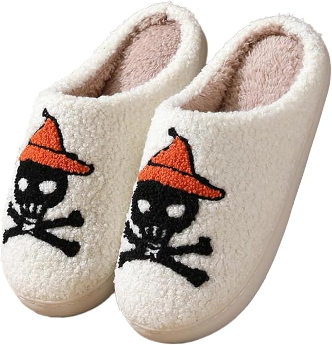 Halloween Pirate Skull Plush Slippers Halloween Pirate Skull Plush Slippers
