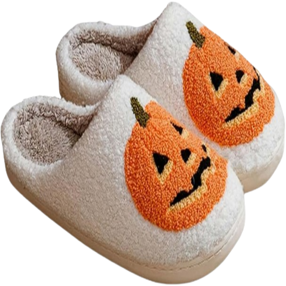 Halloween Pumpkin Soft Plush Indoor Home Slippers