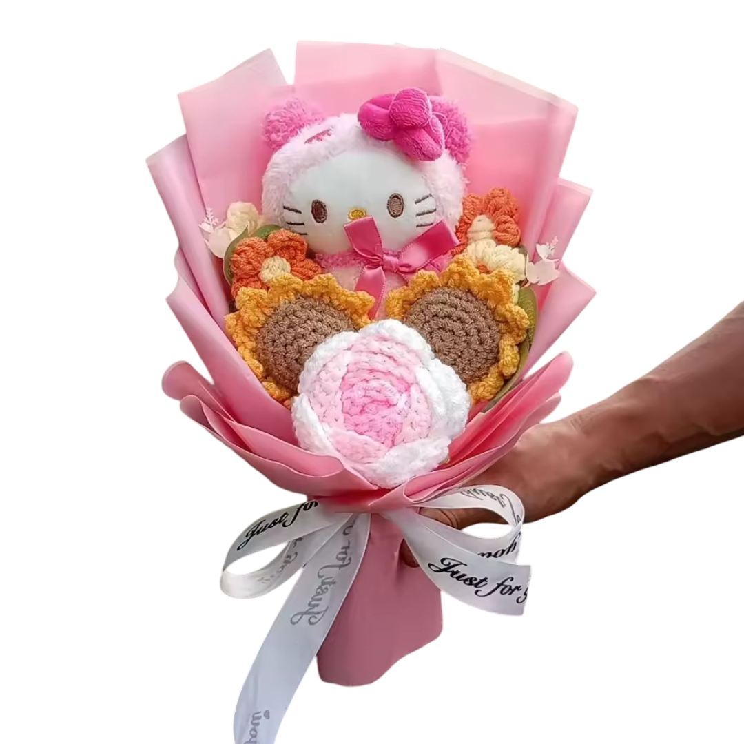 Sanrio Cartoon Hello Kitty With Flowers Soft Plush Bouquet Sanrio Cartoon Hello Kitty With Flowers Soft Plush Bouquet