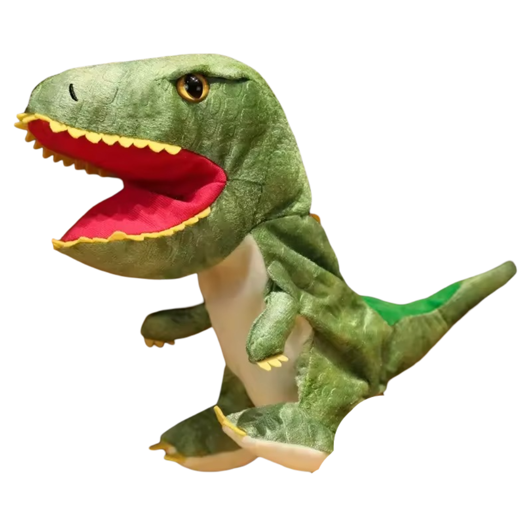 Green Dinosaur Hand Finger Puppet Stuffed Plush Toy 