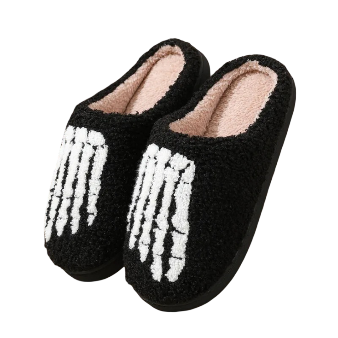 Skull Skeleton Halloween Indoor Plush Slippers Skull Skeleton Halloween Indoor Plush Slippers