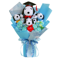 Cartoon Graduation Snoopy Plush Blue Bouquet