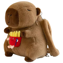 Cartoon Capybara With French Fries Plush Backpack