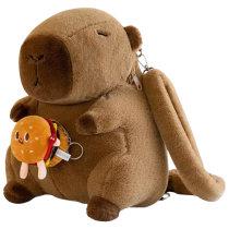 Cartoon Capybara With Hamburger Plush Backpack