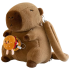 Cartoon Capybara With Hamburger Plush Backpack
