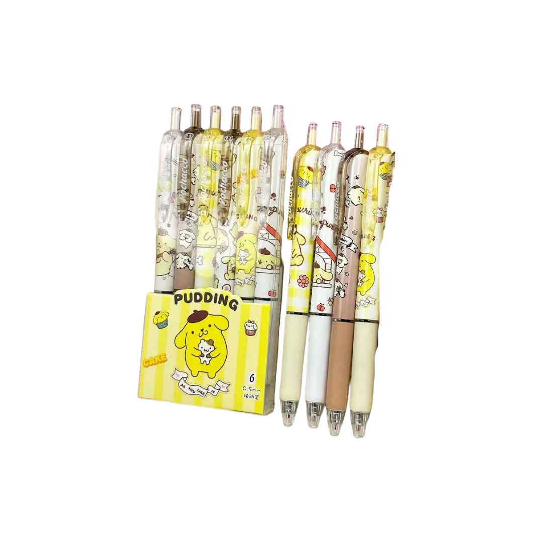 6Pcs Sanrio Pompompurin 0.5mm Gel Pen