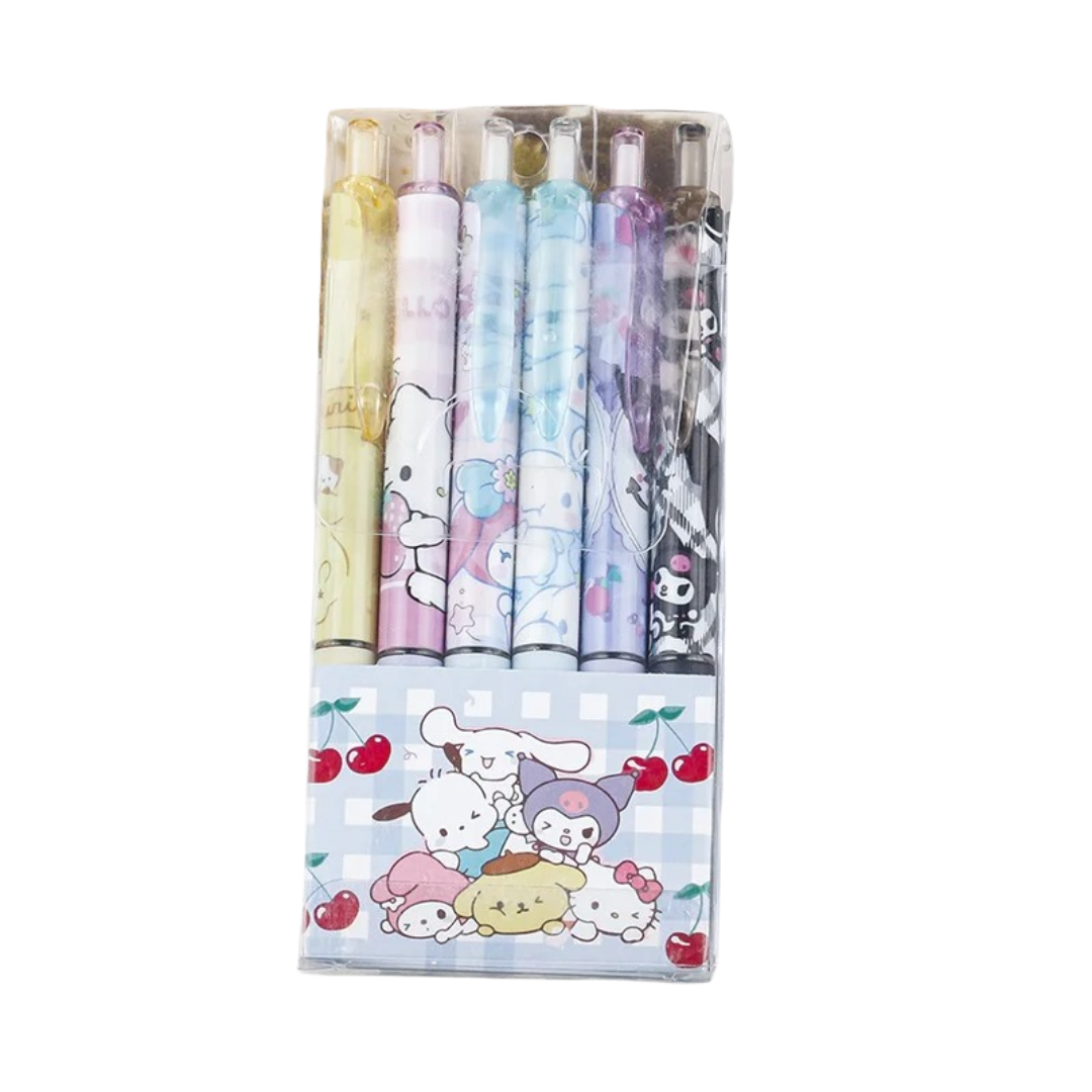 6Pcs Sanrio Character Black 0.5mm Gel Pen 6Pcs Sanrio Character Black 0.5mm Gel Pen