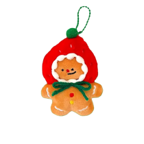 Christmas Party Strawberry Gingerbread Man Plush Keychain