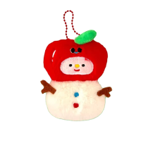 Christmas Party Apple Snowman Plush Keychain