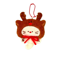 Christmas Party Elk Cat Plush Keychain