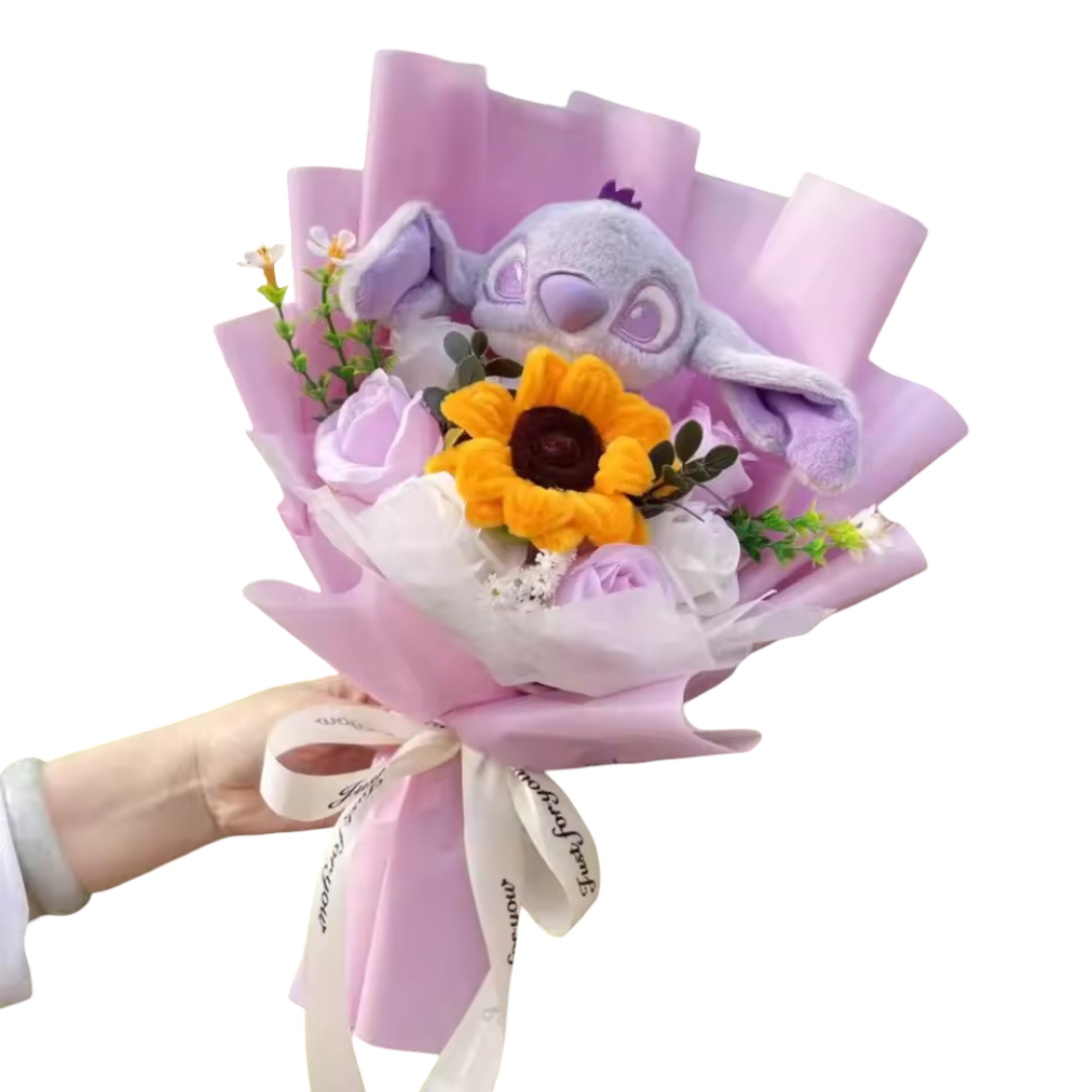 Stitch With Sunflower Soft Stuffed Plush Bouquet Stitch With Sunflower Soft Stuffed Plush Bouquet