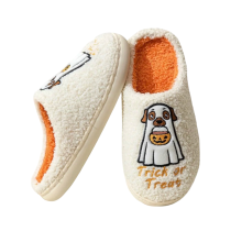Halloween Pumpkin Ghost Dog Plush Slippers