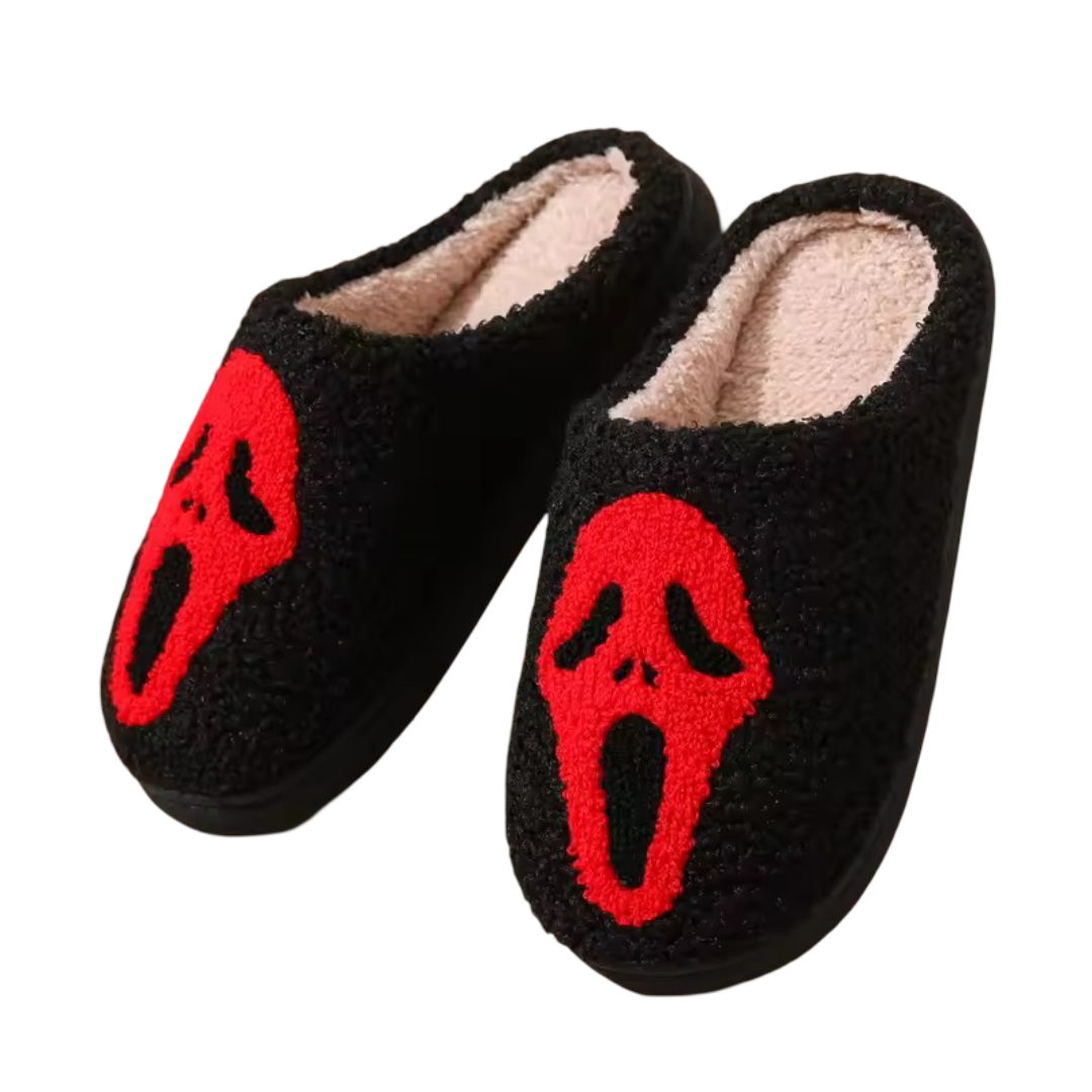 Halloween Ghost Plush Soft Black Slippers Halloween Ghost Plush Soft Black Slippers