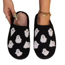 Halloween Ghost Pattern Soft Plush Slippers