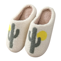 Halloween Cactus Print Plush Slippers