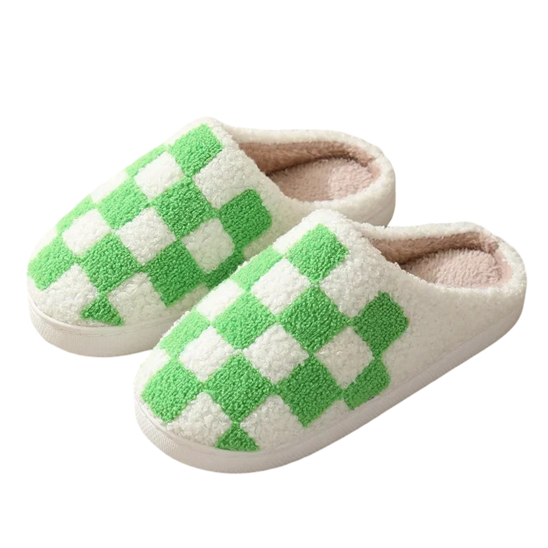 Halloween Green And White Plush Slippers Halloween Green And White Plush Slippers
