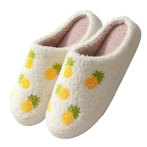 Pineapple Print Plush Slippers