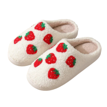 Strawberry Pattern Print Plush Slippers