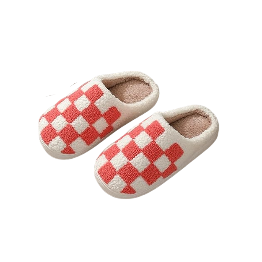 Pink And White Plush Slippers Pink And White Plush Slippers