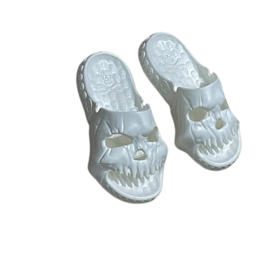 Halloween Skull White Slippers For Men