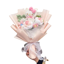 35cm Hello Kitty With Flowers Plush Bouquet