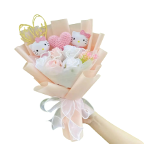 Cartoon Hello Kitty With Flowers And Heart Plush Bouquet