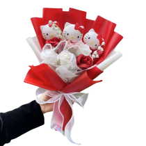 Cartoon Hello Kitty With Rose Plush Bouquet