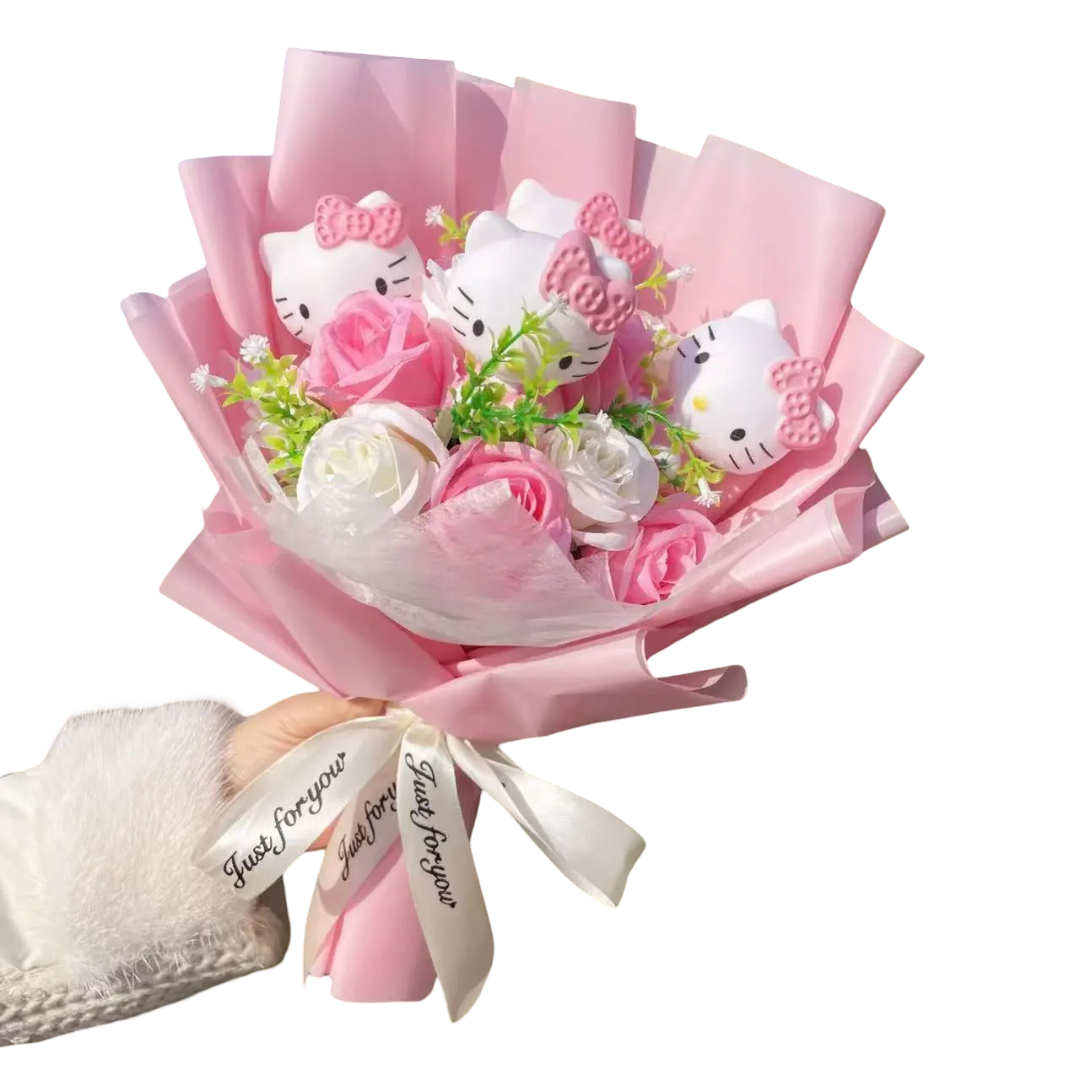 Sanrio Hello Kitty With Rose Soft Plush Bouquet Sanrio Hello Kitty With Rose Soft Plush Bouquet
