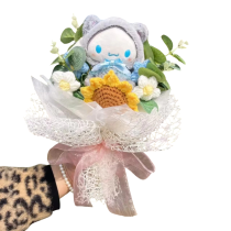 Cartoon Cinnamoroll With Flowers Soft Stuffed Plush Bouquet