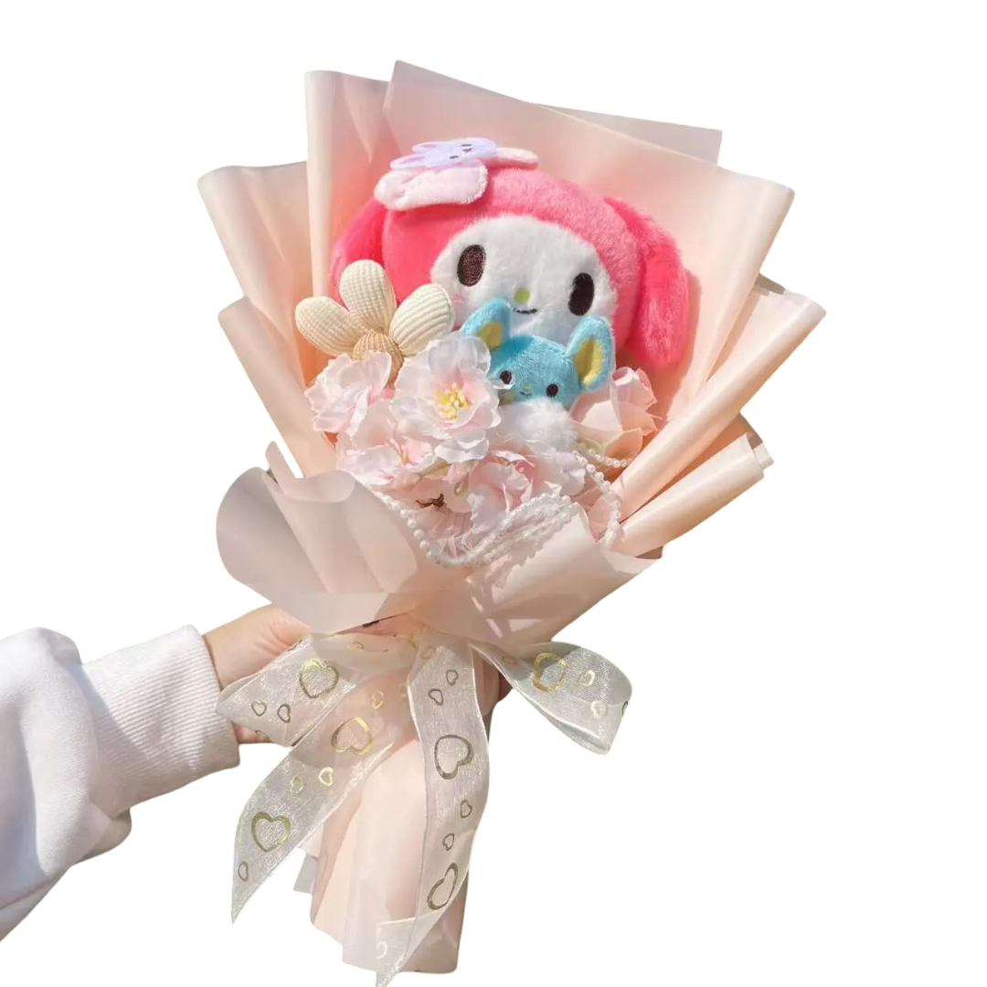 Cartoon My Melody And Flat Mouse Soft Plush Bouquet Cartoon My Melody And Flat Mouse Soft Plush Bouquet