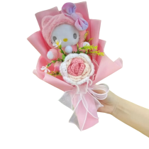 Cartoon Hello Kitty With Flower Soft Plush Bouquet