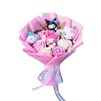 Sanrio Character With Rose Plush Bouquet