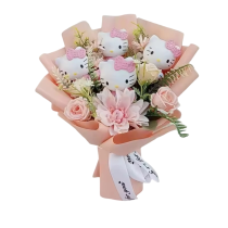 Anime Sanrio Hello Kitty With Flower Plush Bouquet