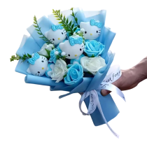 Anime Hello Kitty Plush Blue Bouquet