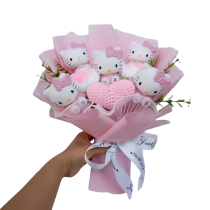 Anime Hello Kitty With Heart Plush Bouquet