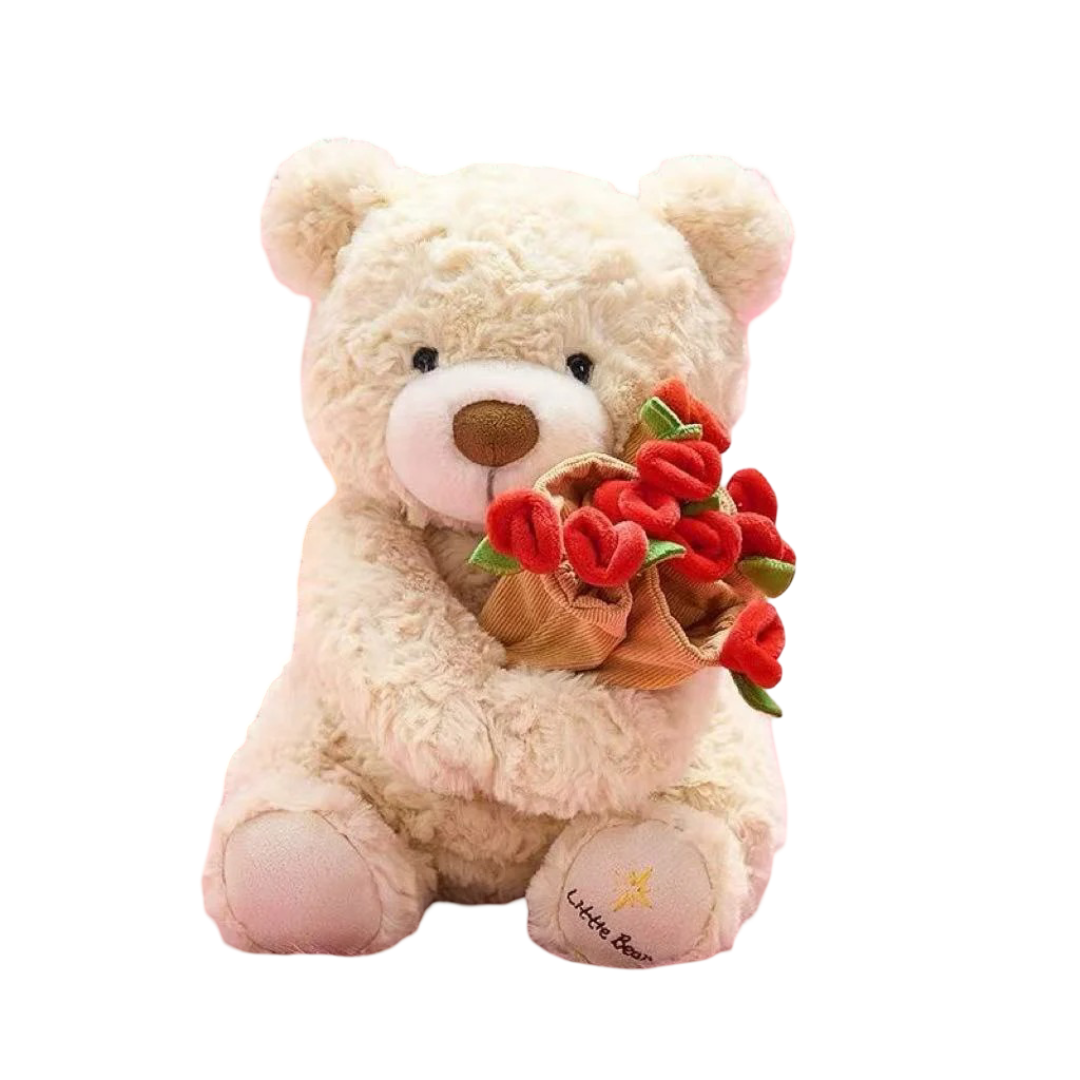 40cm Teddy Bear With Rose Plush Toy