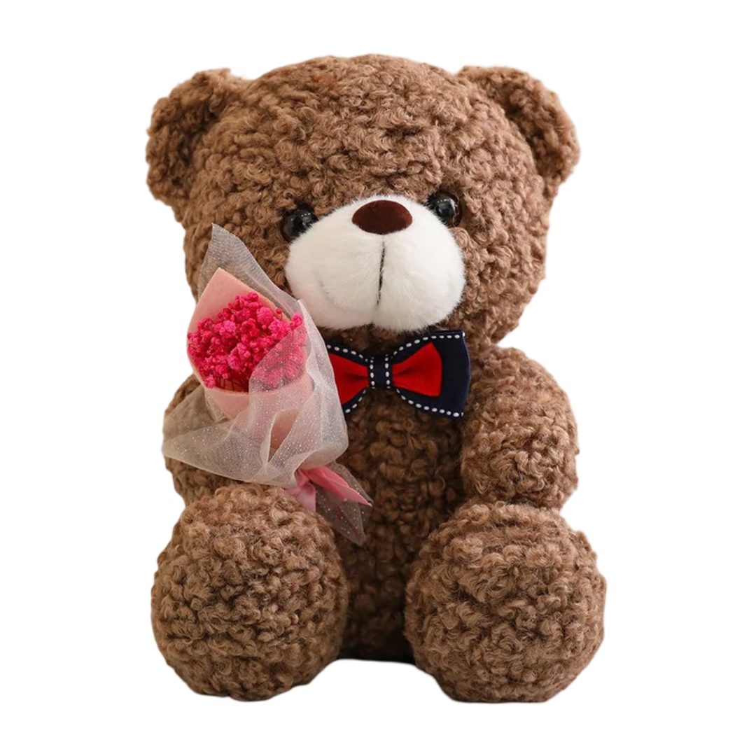 25cm Teddy Bear With Bouquet Plush Toy 25cm Teddy Bear With Bouquet Plush Toy