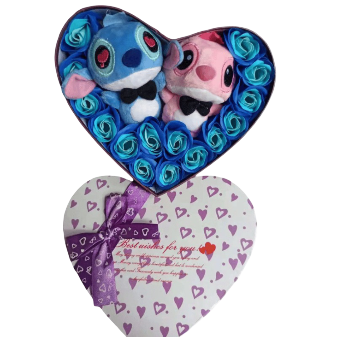 Cartoon Stitch And Angel Plush Rose Bouquet Cartoon Stitch And Angel Plush Rose Bouquet