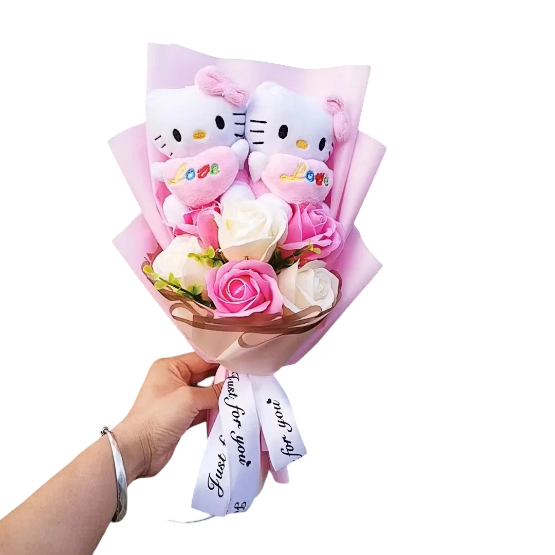 Hello Kitty Rose And Heart Plush Bouquet Hello Kitty Rose And Heart Plush Bouquet
