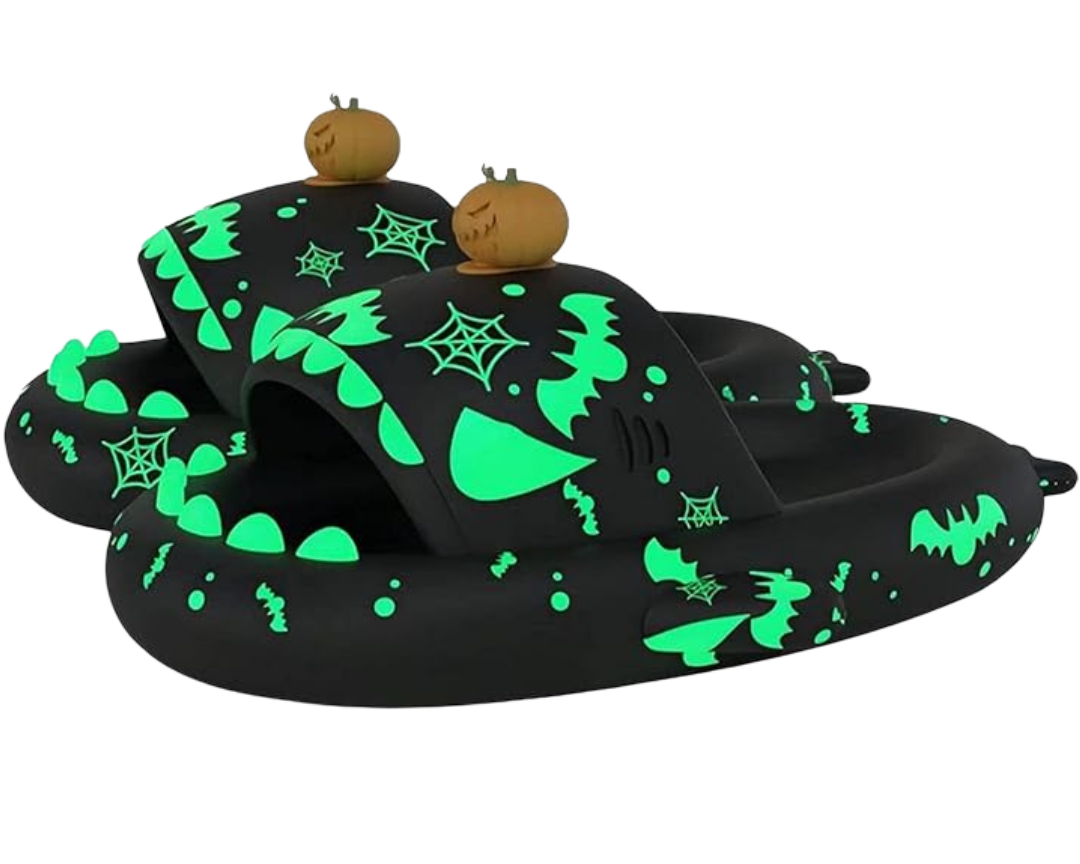 Luminous Black Shark Slippers