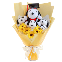 Cartoon Graduation Snoopy Plush Yellow Bouquet