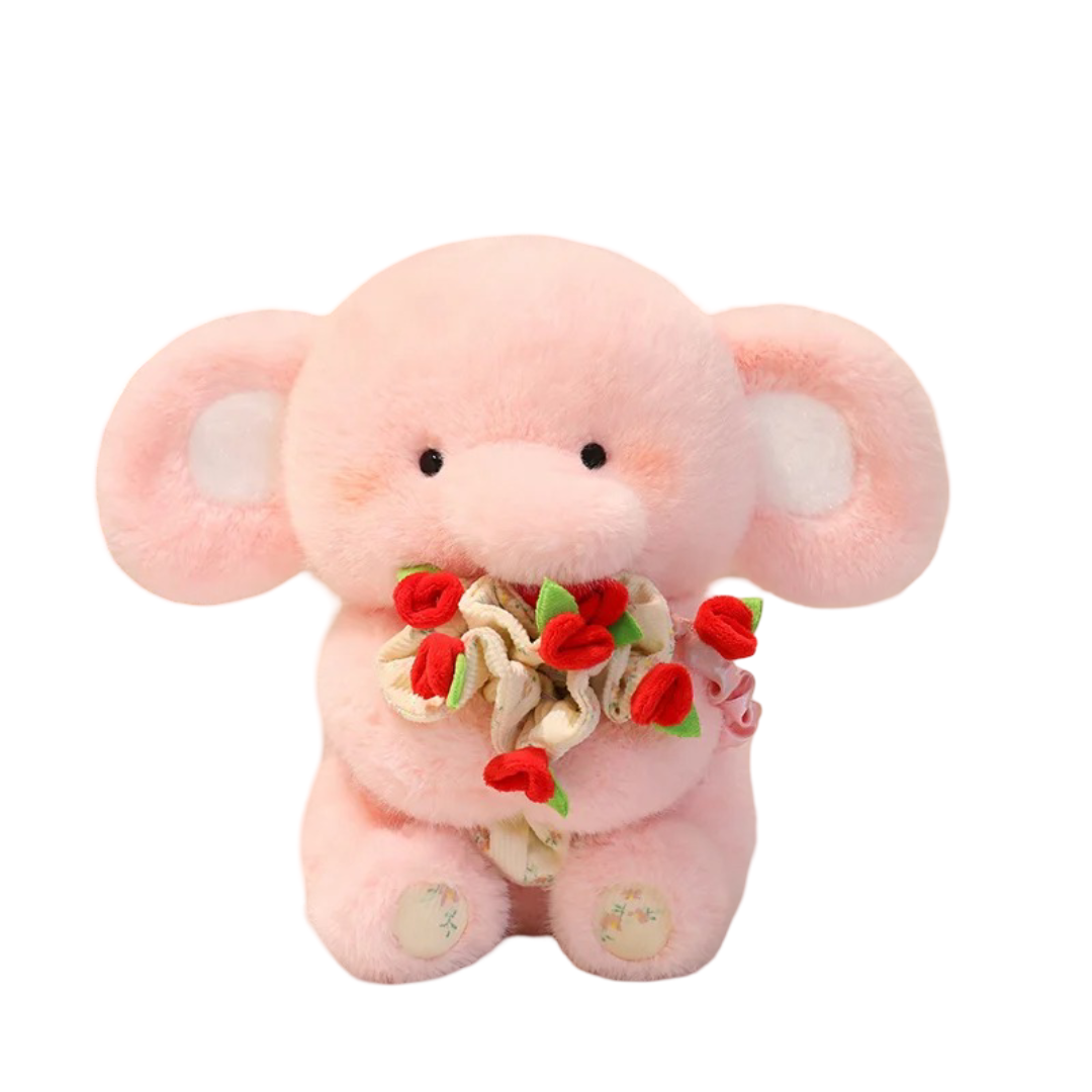 Elephant Soft Plush Toy With Bouquet Elephant Soft Plush Toy With Bouquet