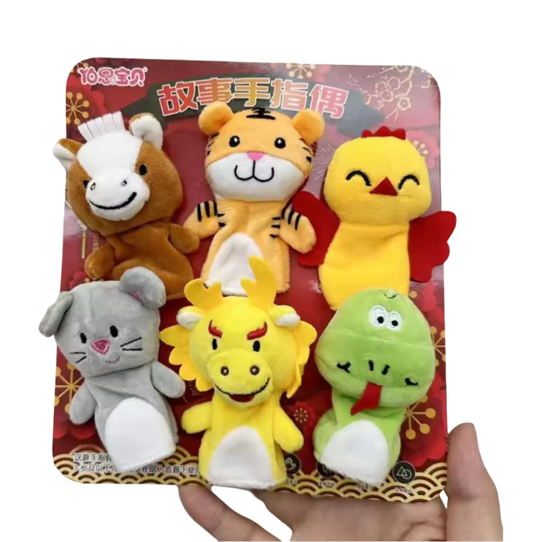 6Pcs Set Animal Plush Toy Hand Finger Puppet 6Pcs Set Animal Plush Toy Hand Finger Puppet