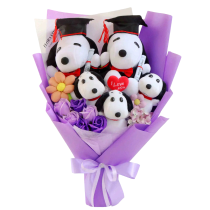 Cartoon Graduation Snoopy Plush Purple Bouquet