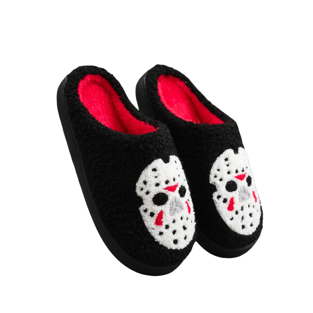 Halloween Mask Skull Soft Plush Slippers Halloween Mask Skull Soft Plush Slippers