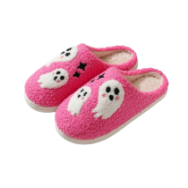 Halloween Ghost Plush Pink Slippers
