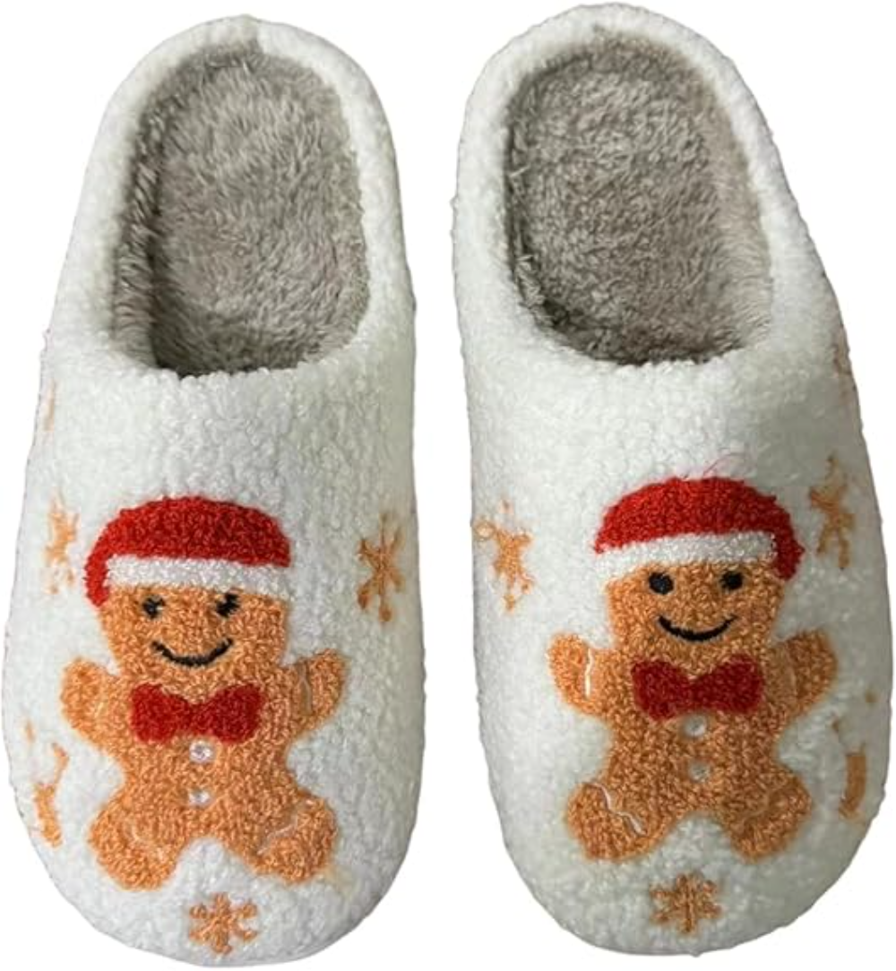Christmas Gingerbread Man Soft Plush Slippers