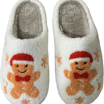 Gingerbread Man Christmas Plush Slippers